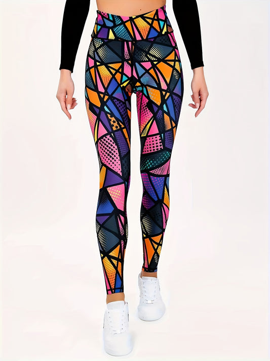 Värikkäät leggingsit geometrisellä printillä
