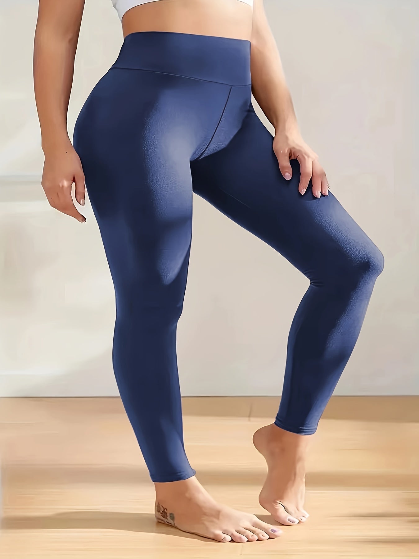 Women's Plus Size High Waist Leggings - Soft Tummy Control Workout and Yoga Pants, Activewear for Spring and Fall