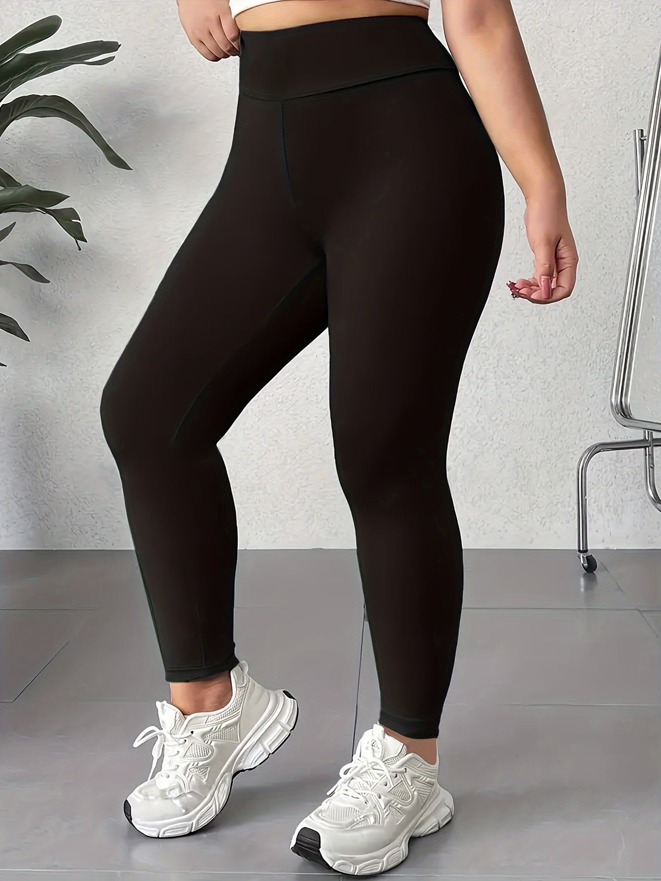 Women's Plus Size High Waist Leggings - Soft Tummy Control Workout and Yoga Pants, Activewear for Spring and Fall