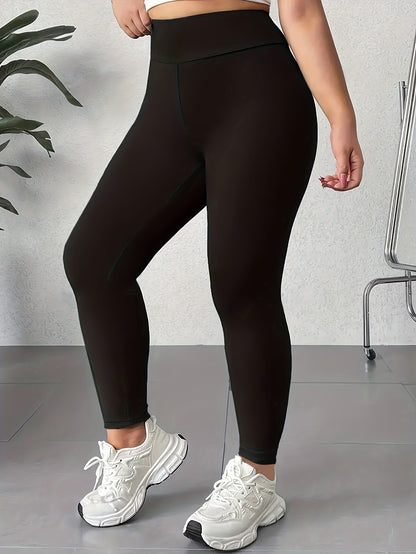 Women's Plus Size High Waist Leggings - Soft Tummy Control Workout and Yoga Pants, Activewear for Spring and Fall