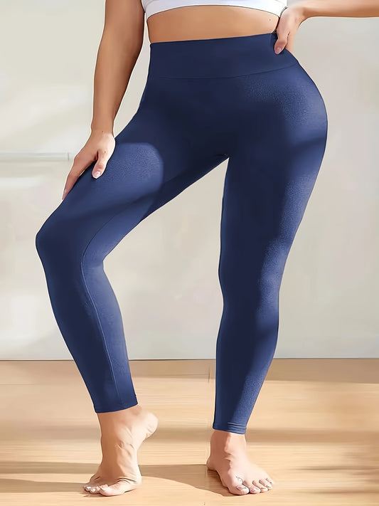 Women's Plus Size High Waist Leggings - Soft Tummy Control Workout and Yoga Pants, Activewear for Spring and Fall
