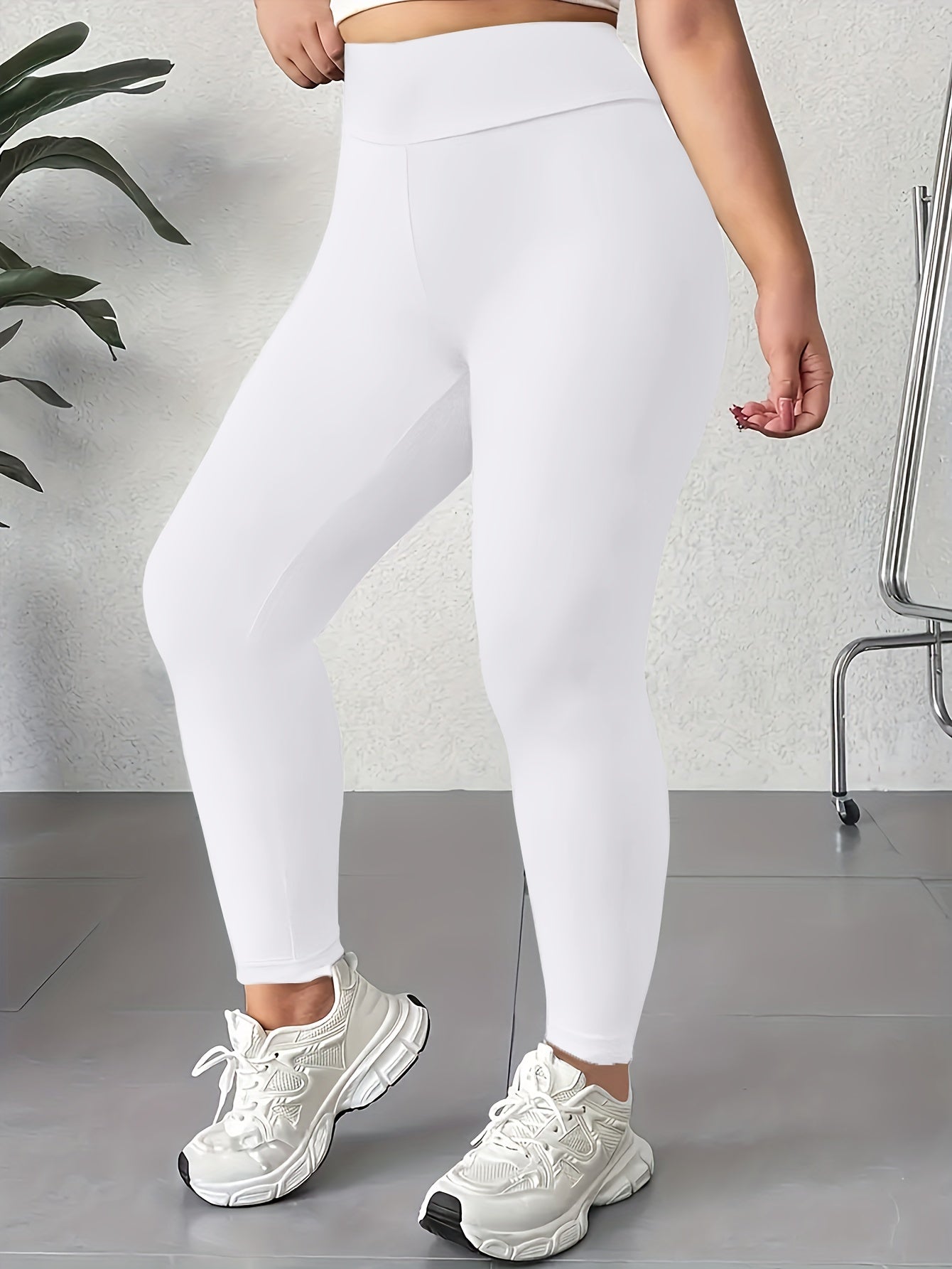 Women's Plus Size High Waist Leggings - Soft Tummy Control Workout and Yoga Pants, Activewear for Spring and Fall