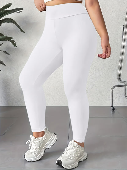 Women's Plus Size High Waist Leggings - Soft Tummy Control Workout and Yoga Pants, Activewear for Spring and Fall