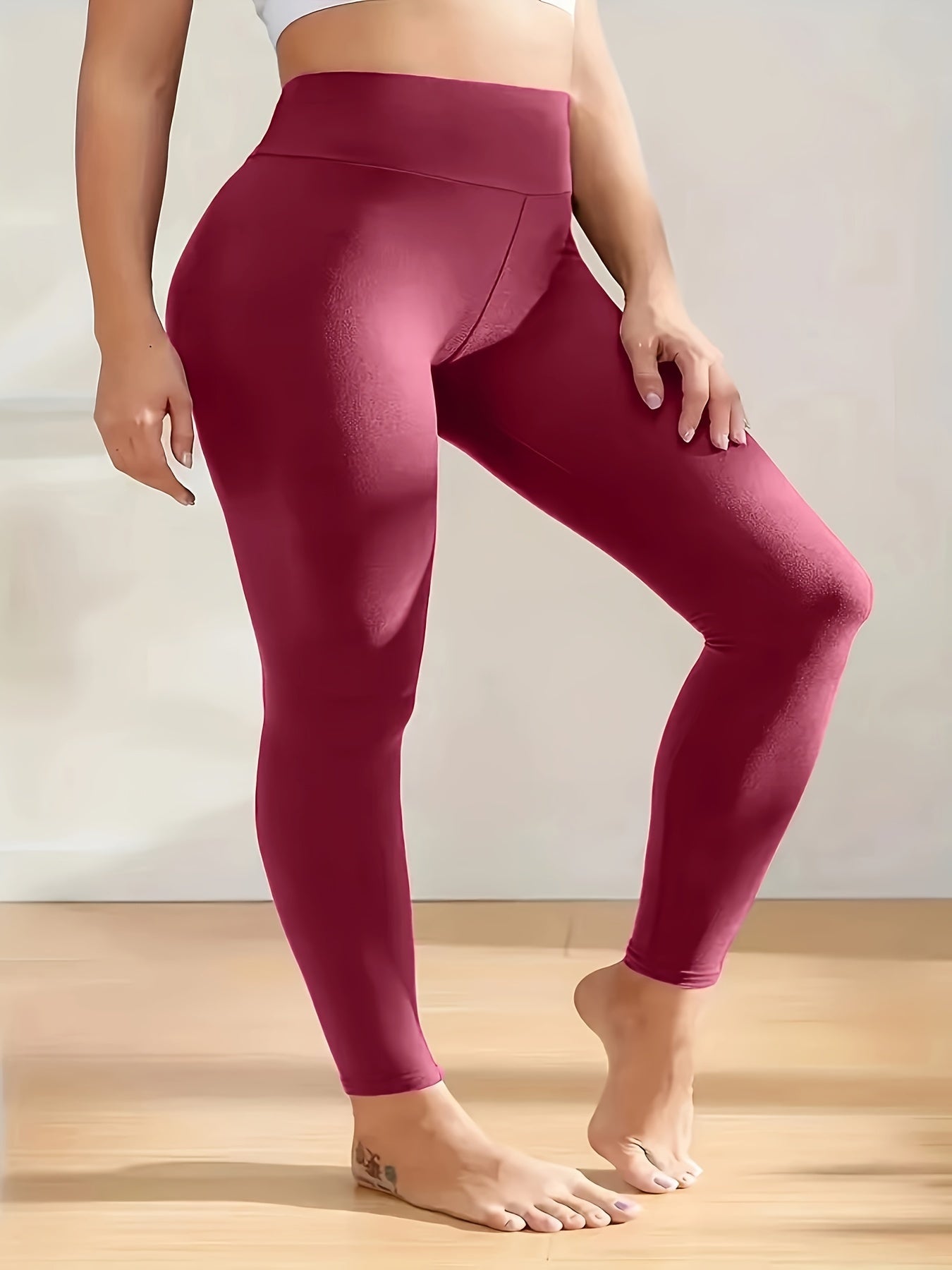 Women's Plus Size High Waist Leggings - Soft Tummy Control Workout and Yoga Pants, Activewear for Spring and Fall