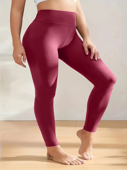 Women's Plus Size High Waist Leggings - Soft Tummy Control Workout and Yoga Pants, Activewear for Spring and Fall