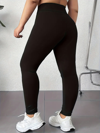 Women's Plus Size High Waist Leggings - Soft Tummy Control Workout and Yoga Pants, Activewear for Spring and Fall